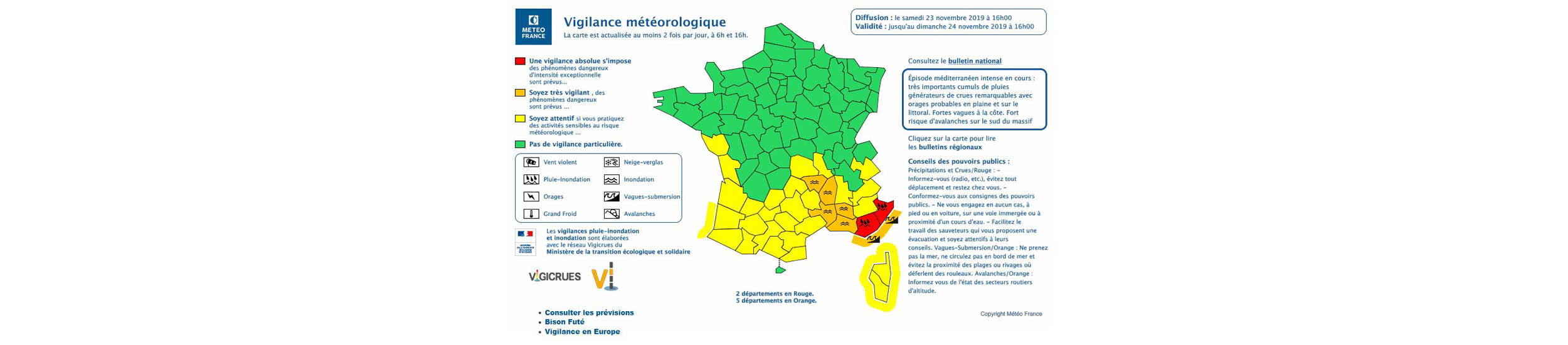 Vigilance orange dans le sud-est de la France – Attention